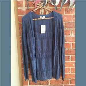 blue cardigan