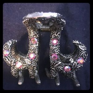 Rhinestone Metal Hair Clip Red