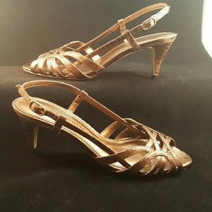Copper Metallic Slingback Sandals