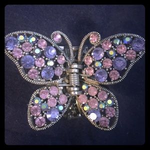 Rhinestone Metal Hair Clip Butterfly