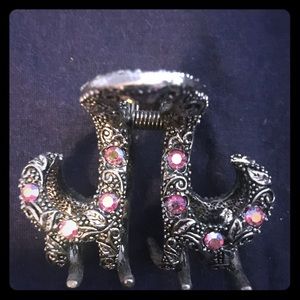 Rhinestone Metal Hair Clip Pink