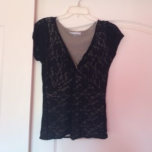 Black lace T-shirt
