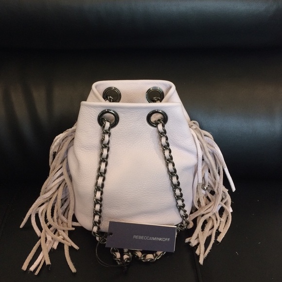 Pale Lilac Fringe Bruni Leather Bucket Bag - Picture 3 of 4