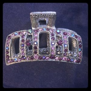 Rhinestone Metal Hair Clip Purple