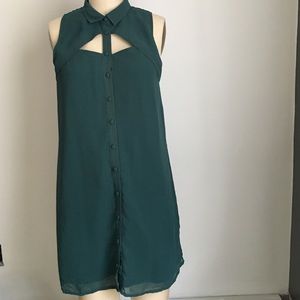 Trendy, Teal,button up sleeveless dress size small