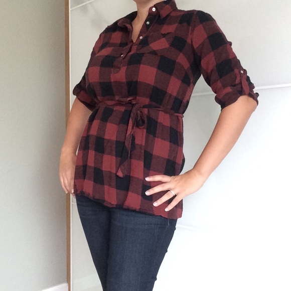 Plaid belted tunic