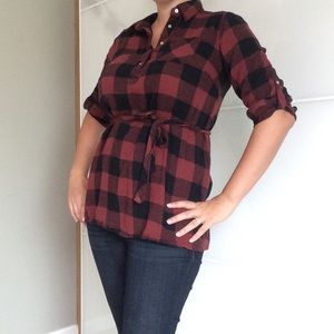 Plaid belted tunic