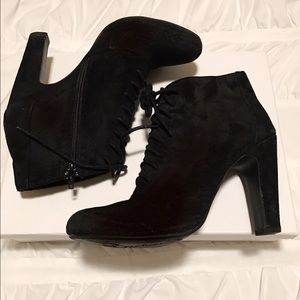 Nordstrom Black Lace-Up Suede Booties