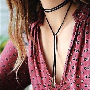 Wrap boho choker Necklace, bolo tie choker