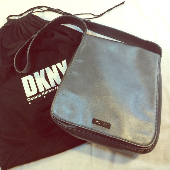 DKNY Pewter Metallic Leather Shoulder bag - Picture 1 of 3
