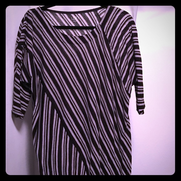 Loft black grey striped top