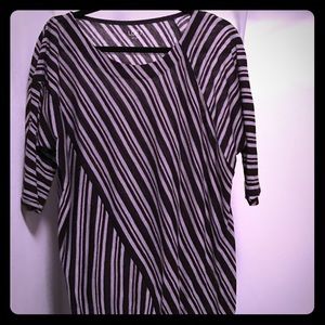 Loft black grey striped top