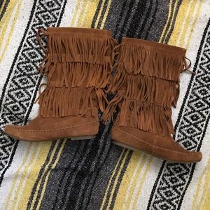 LC Lauren Conrad fringe-boots — great condition!