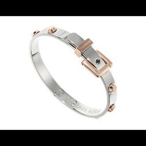 Silver & Rose Gold Michael Kors Buckle Bangle