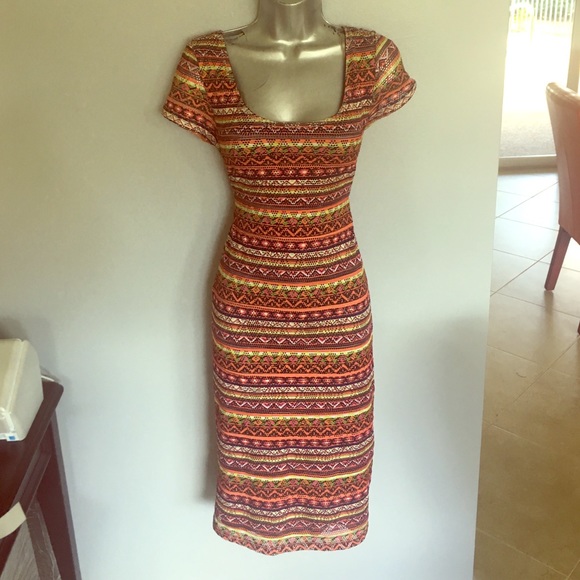 Multi-colored Aztec print dress