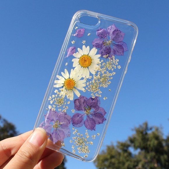 Pressed dried flowers clear bumper case
