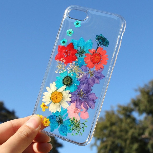 Pressed dried flowers clear bumper case