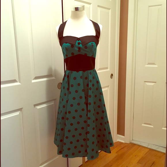 Hellbunny Green Polka Dot Swing Dress