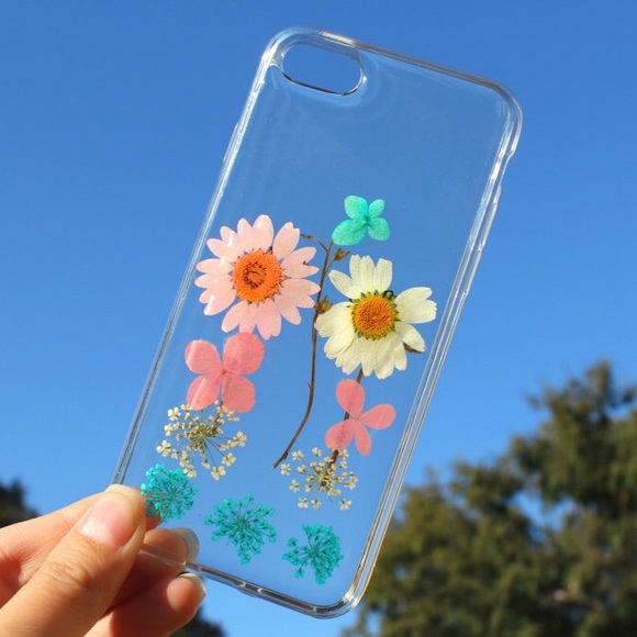 Pressed dried flowers clear bumper case