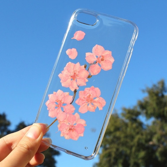 Pressed dried flowers clear bumper case