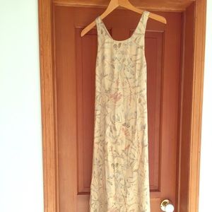 Pale yellow Silk Water print Maxi Dress
