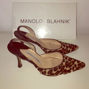 Manolo Blahnik Leopard print slingbacks