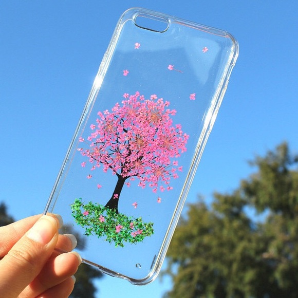 Pressed dried flowers clear bumper case