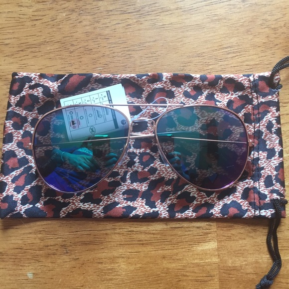 Mirrored Aviators with leopard bag (4 colors)