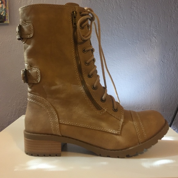 Tan combat boots