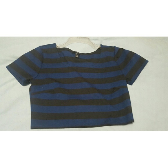 Black and Blue Striped Crop Top