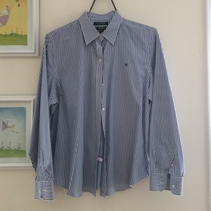 Lauren Ralph Lauren Tops - Non-Iron Blue Striped Button Down Lauren Ralph Lauren Tops - Non-Iron Blue Striped Button Down