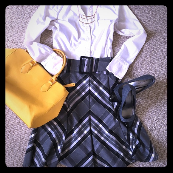 Plaid knee length skirt