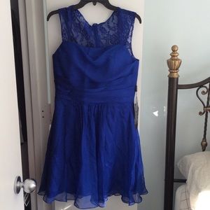 Blue chiffon and lace dress