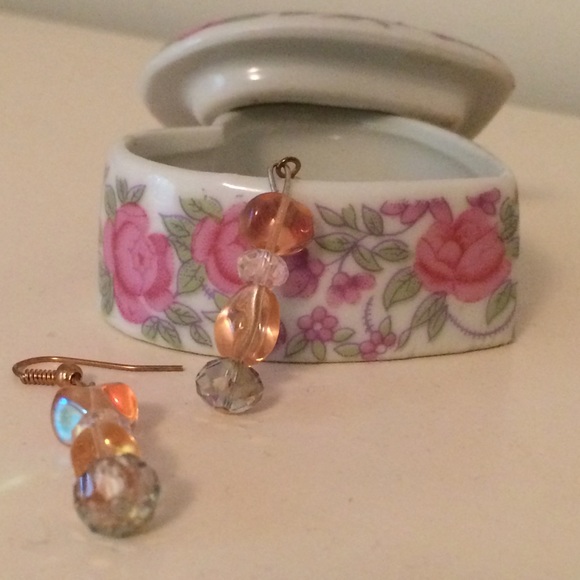 Handmade pink beaded earrings