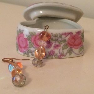 Handmade pink beaded earrings