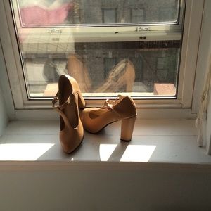 Tan Mary Jane heels