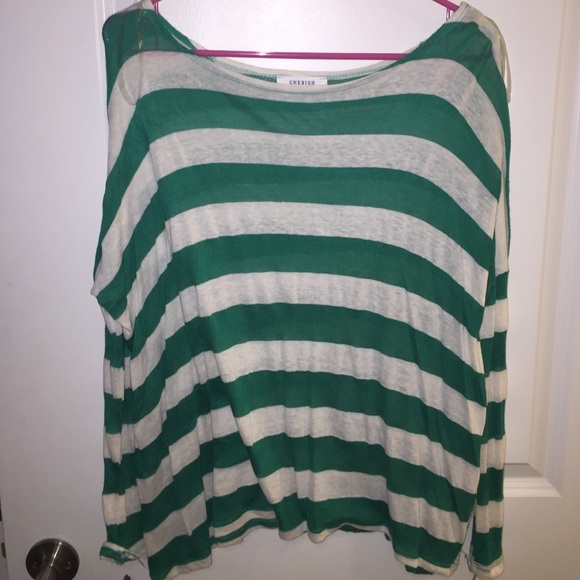 Green and white stripe sweater