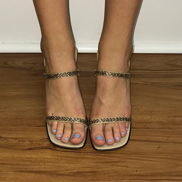 Mootsies Tootsie Beige Beaded Heels, Size 7 1/2
