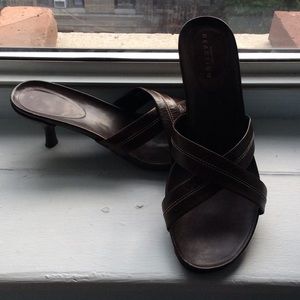 Brown heeled sandals