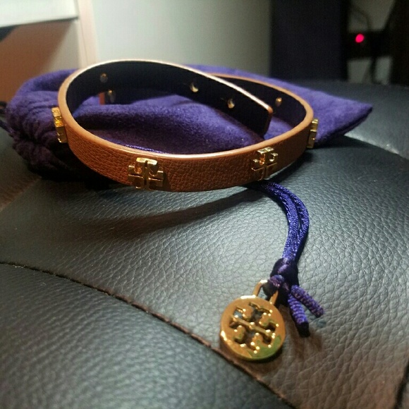 Tory Burch Brown Leather Cuff Bracelet
