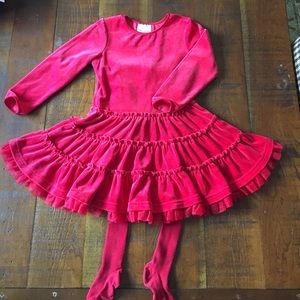 Hanna Andersson Red Velour Dress & Tights