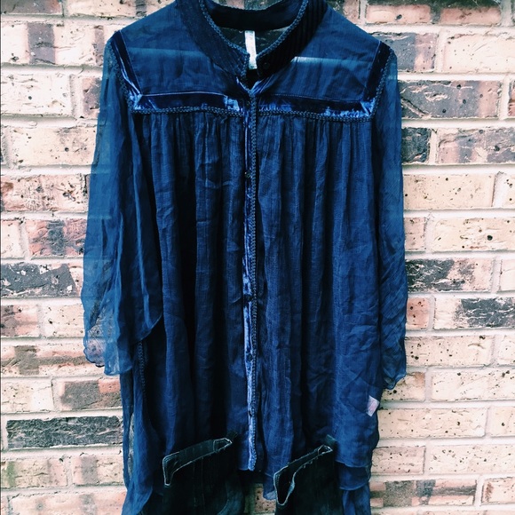 Free People romantics embellished drapey blouse