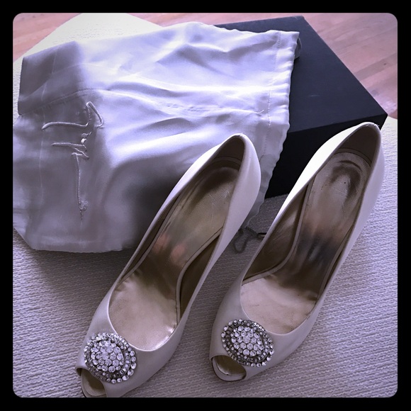 Giuseppe Zanotti Ivory Satin Heels