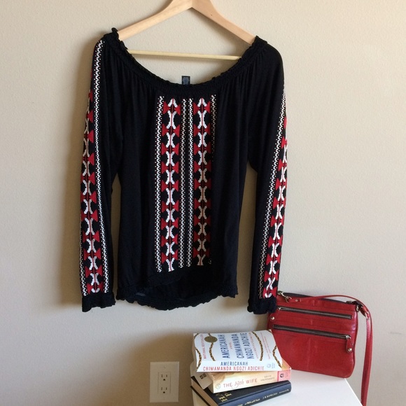 Off the shoulder embroidered top
