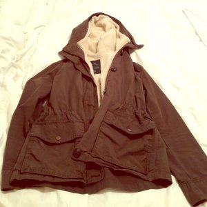 Gap dark green fall jacket with removable fleece