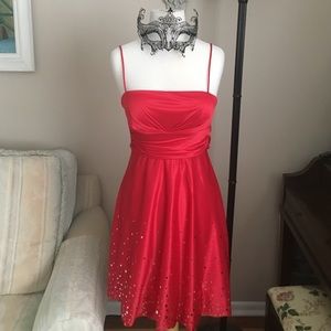 Red satin dress