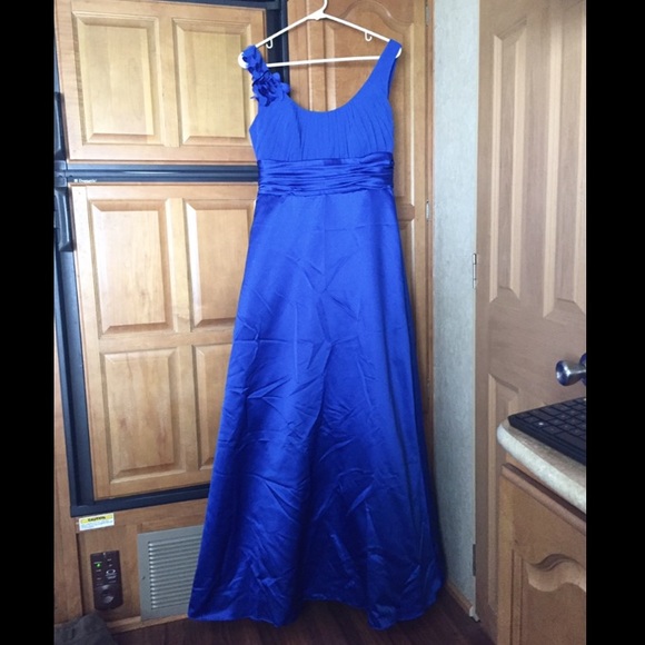 David's Bridal F14050 Blue Bridesmaid Dress Gown 8
