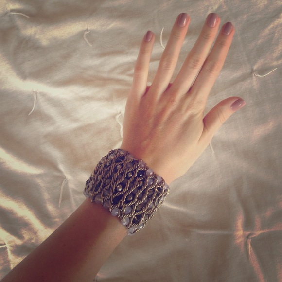 Purple and gold statement bracelet