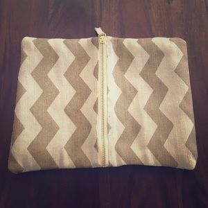 Pencil case/Clutch Organizer Bag. Gold burlap.