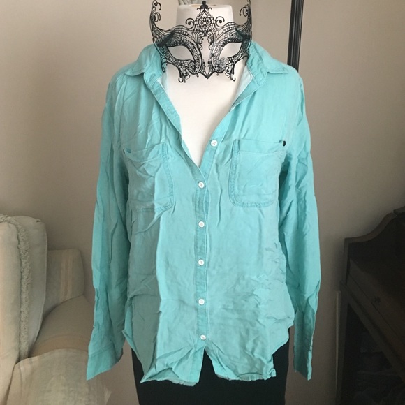 Teal button down shirt - Picture 1 of 3